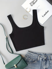 Ribbed Knit Crop Tank Top Sleeveless Skinny Tank Top