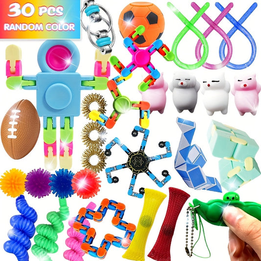 30pcs Fidget Toy Set Plastic Sensory Toys for Kids Party Favors Classroom Prizes