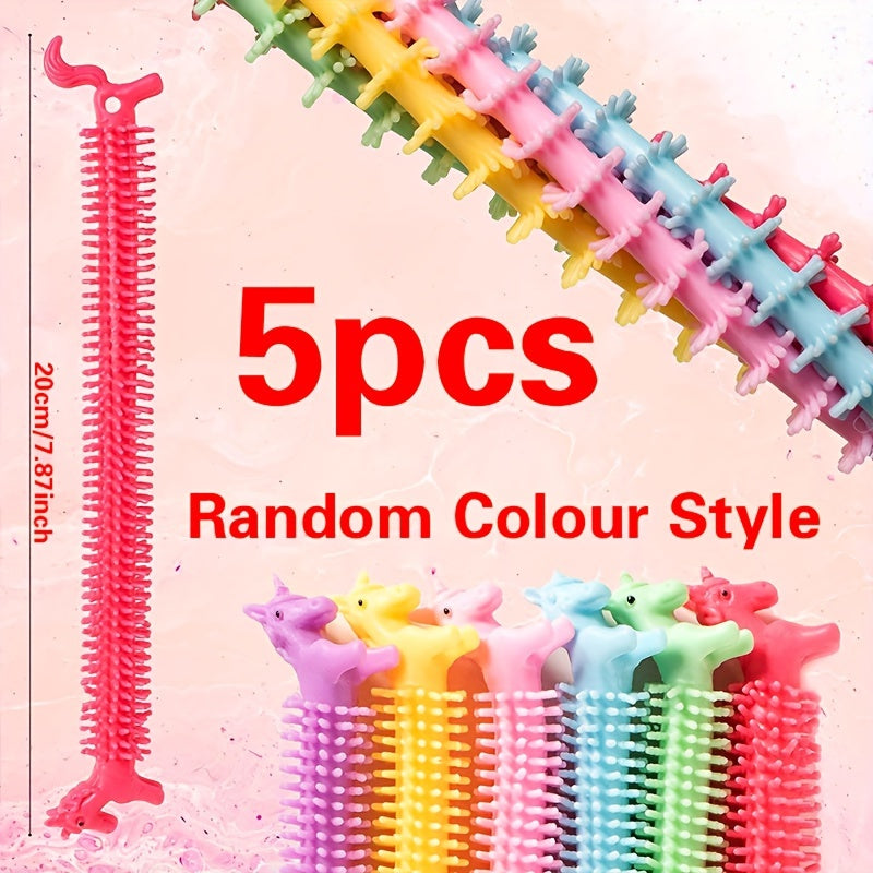 5pcs Mixed Colors Unicorn Stretchy Noodles Fidget Toys