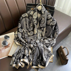 Vintage Paisley Print Scarf Satin Windproof Head Wrap