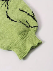  Y2K Cat Pattern Crew Neck Sweater