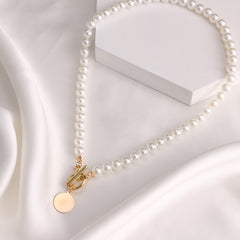 Women's Round Pendant Necklace in Gold Tone
