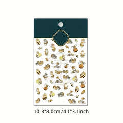 1pc 5D Embossed Bee Cat Nail Sticker Decal Nail Art Relief Manicure Accessories