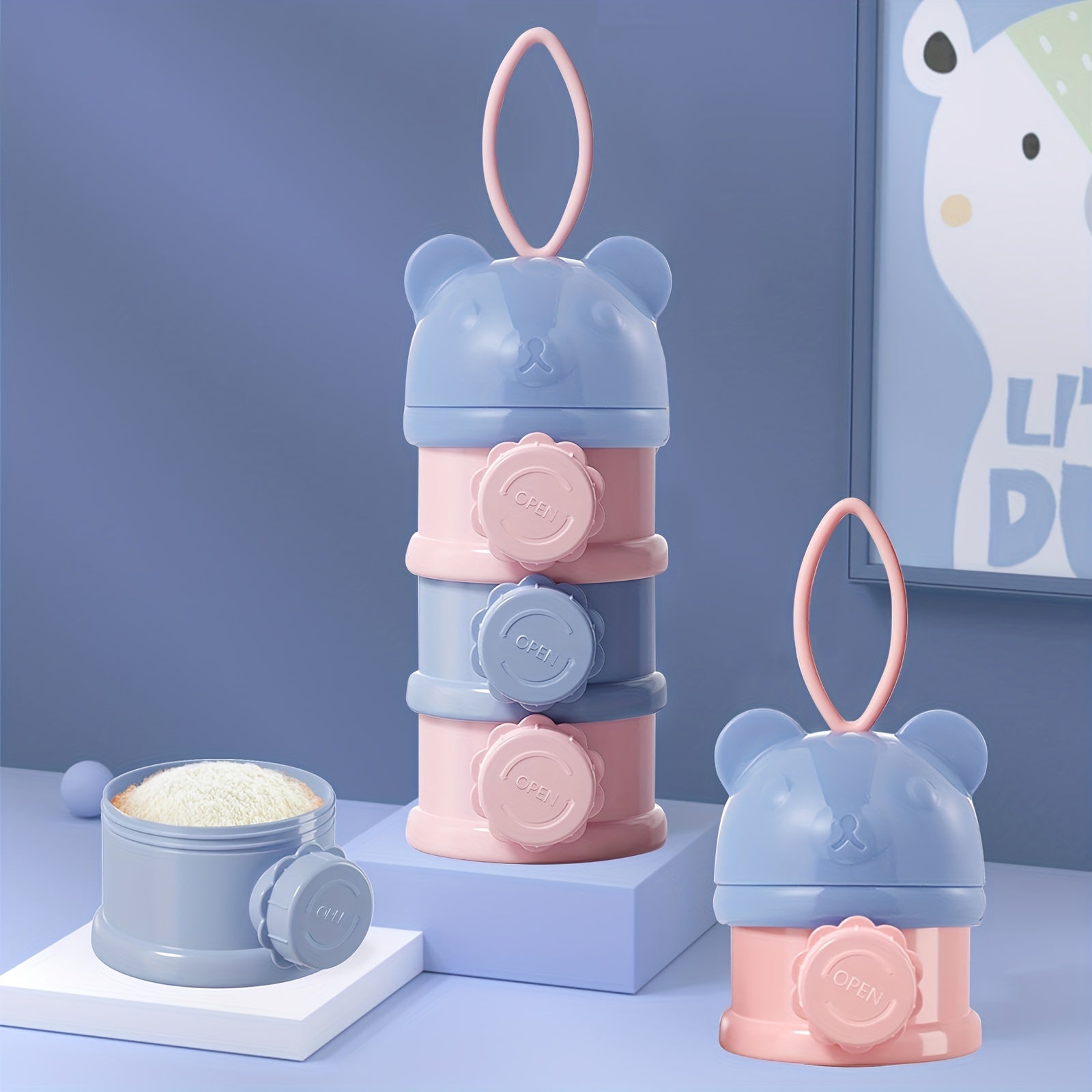 3 Layers Stackable Formula Dispenser Portable Formula Container 13OZ