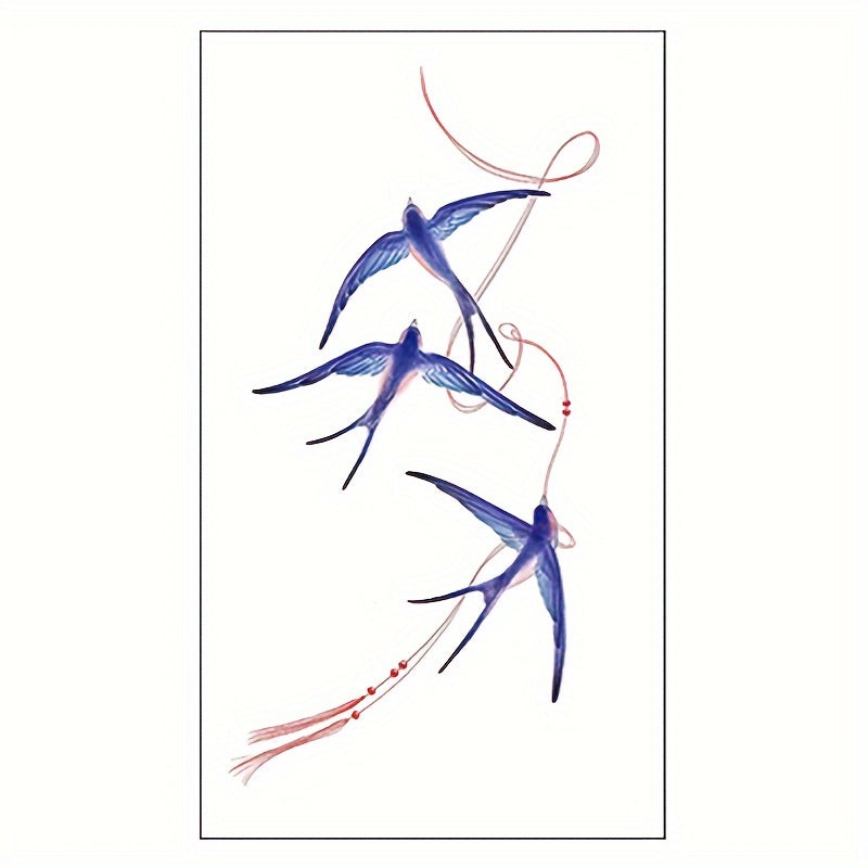 Colorful Bird Fly Tattoo Sticker Waterproof