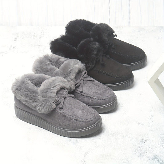 Women's Plush Lined Thermal Snow Boots Non Slip Flat Snow Shoes