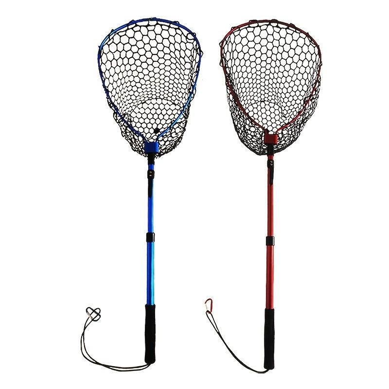 Lightweight 48in Aluminum Alloy Fishing Net with Foldable Handle and Silicone