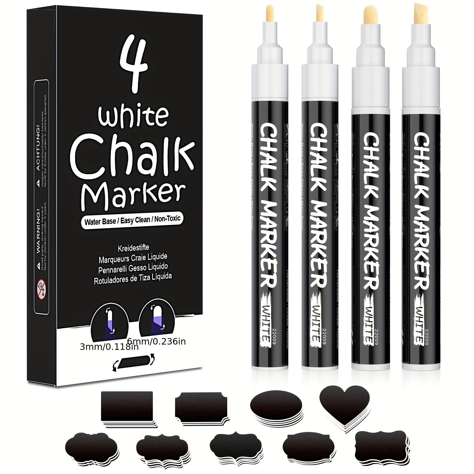4pcs Chalk Markers Wet & Dry Erase Chalk Pens For Blackboard Chalkboards