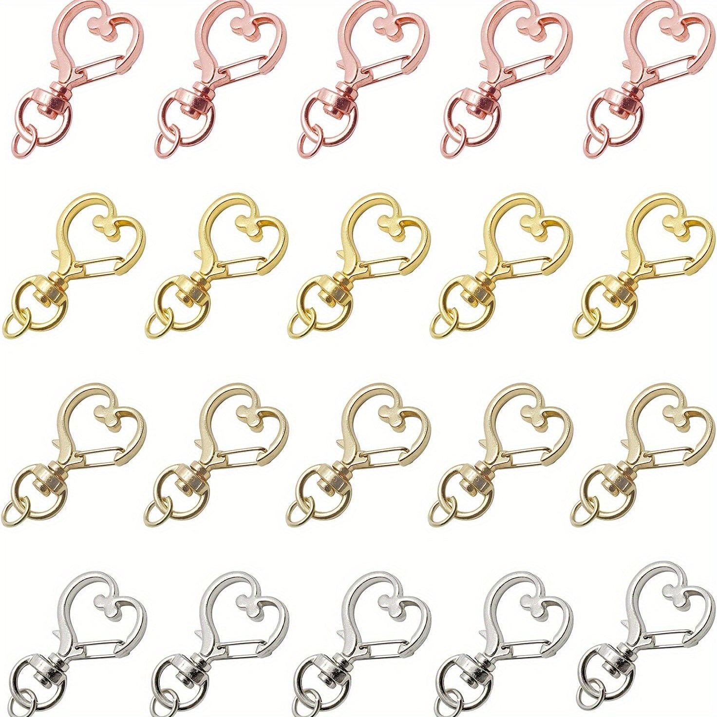 20PCS Heart Shape Keychain Clip Metal Keychain Pendant Bag Accessories