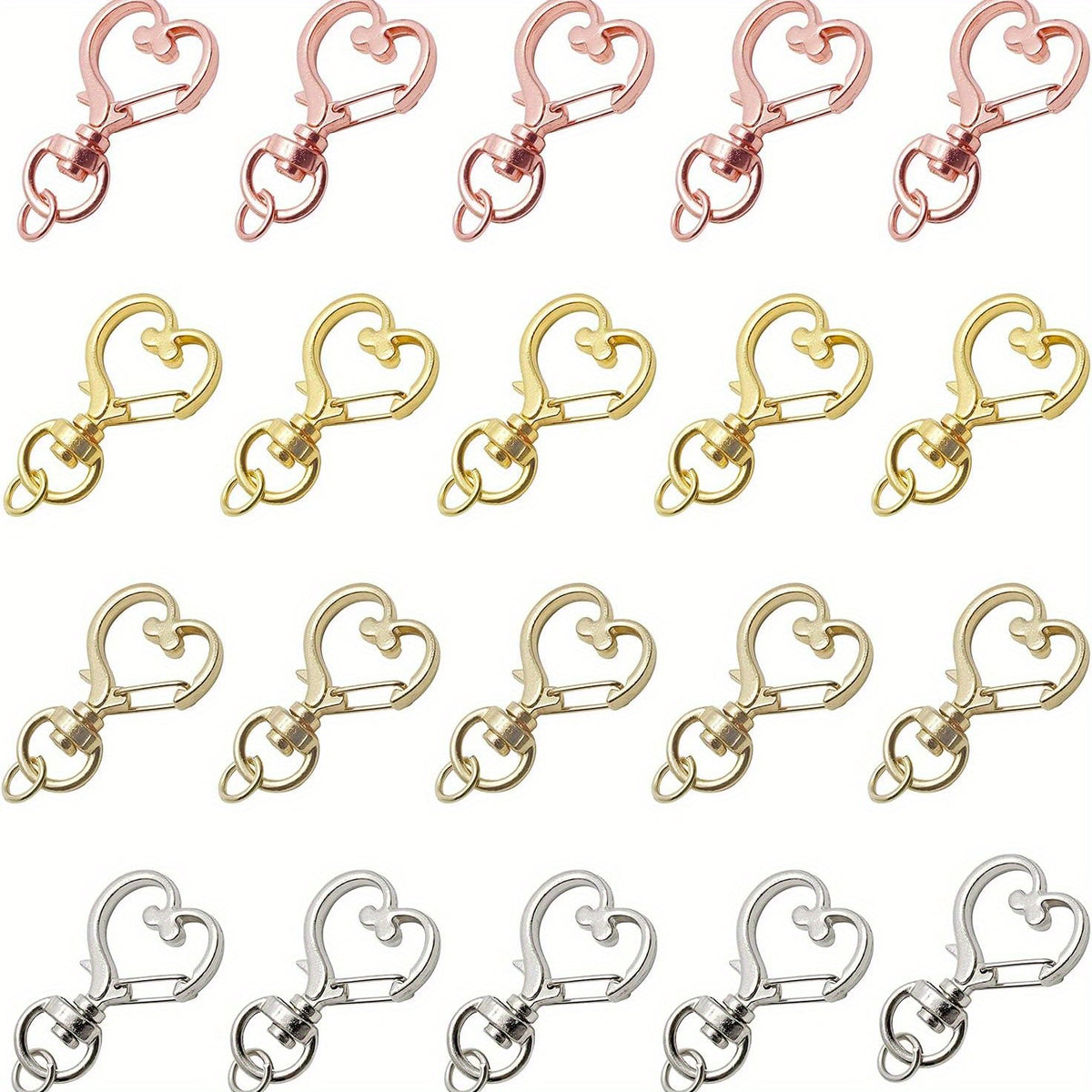 20PCS Heart Shape Keychain Clip Metal Keychain Pendant Bag Accessories