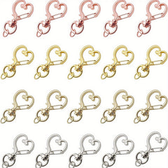 20PCS Heart Shape Keychain Clip Metal Keychain Pendant Bag Accessories