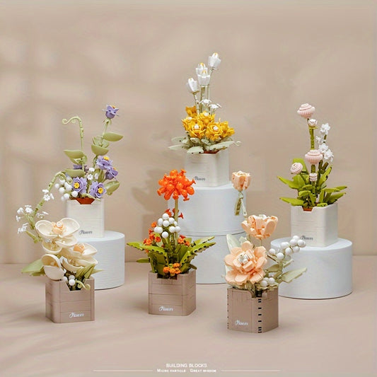 Orchid Plant Building Blocks Set - Adult & Kids Flower Pot Brick Kit