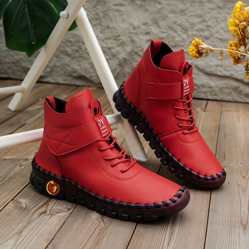 Women's High Top Flat Sneakers Lace Up Ankle Boots