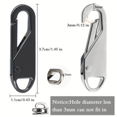 8pcs Zipper Pull Replacement with Extender Cord for Clothing Jackets Backpacks