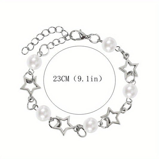 Star & Pearl Beaded Bracelet for Girls