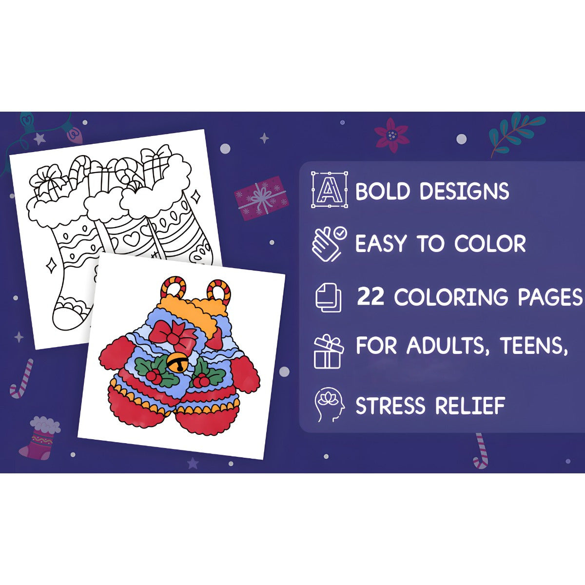 Deluxe Christmas Coloring Book 20x20cm Upgraded Edition