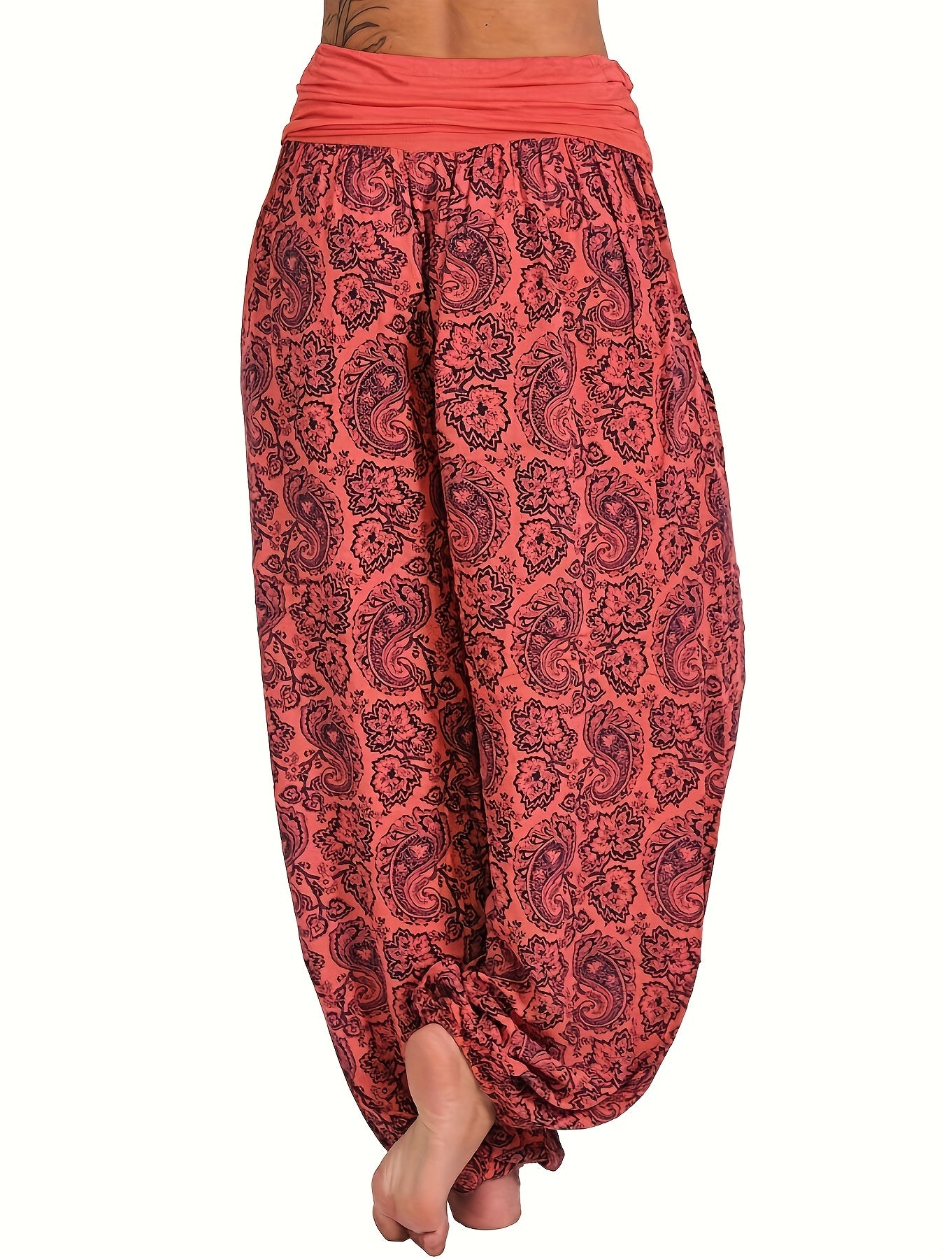  Paisley Print High Rise Stretch Pants