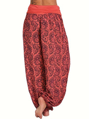  Paisley Print High Rise Stretch Pants
