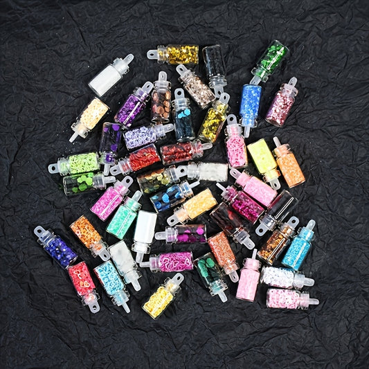 48 Bottle Glitter Powder Nail Art Flakes Decoration