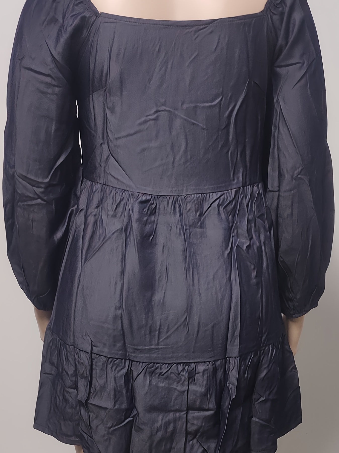  Boat Neck Lantern Sleeve Midi Dress Women's Plus