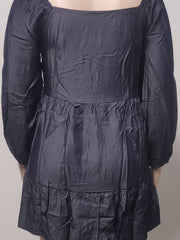  Boat Neck Lantern Sleeve Midi Dress Women's Plus