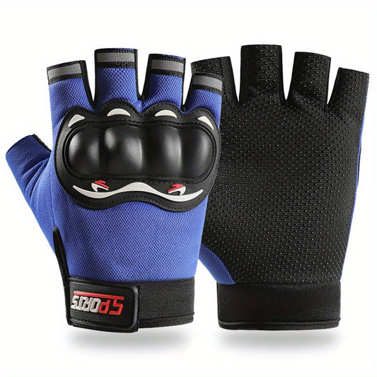 Unisex Fingerless Gloves with Knuckle Protection for Motorcycle Bike