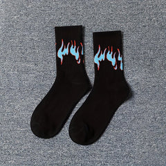 4 Pairs Flame Print Socks Women's Stockings