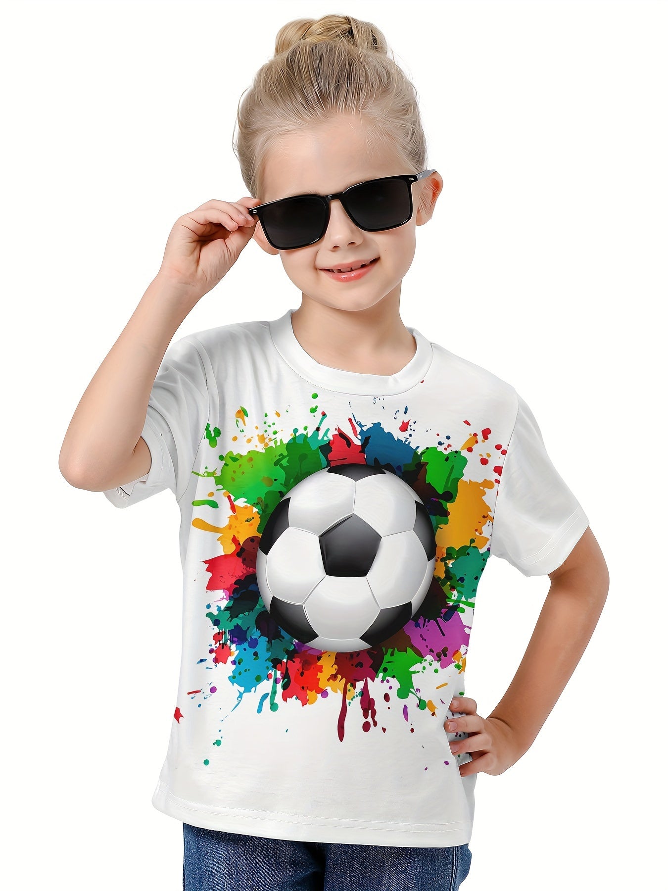 3D Tie Dye Football Graphic Short Sleeve T shirt - Summer Sports Gift