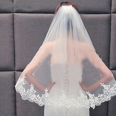 Bridal Veil Floral Embroidery Lace Trim for Weddings Brides Formal Events
