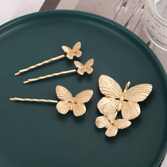 Golden Butterfly Shaped Hair Pin Alloy Hairpin Hair Clip For Side Hair Bang