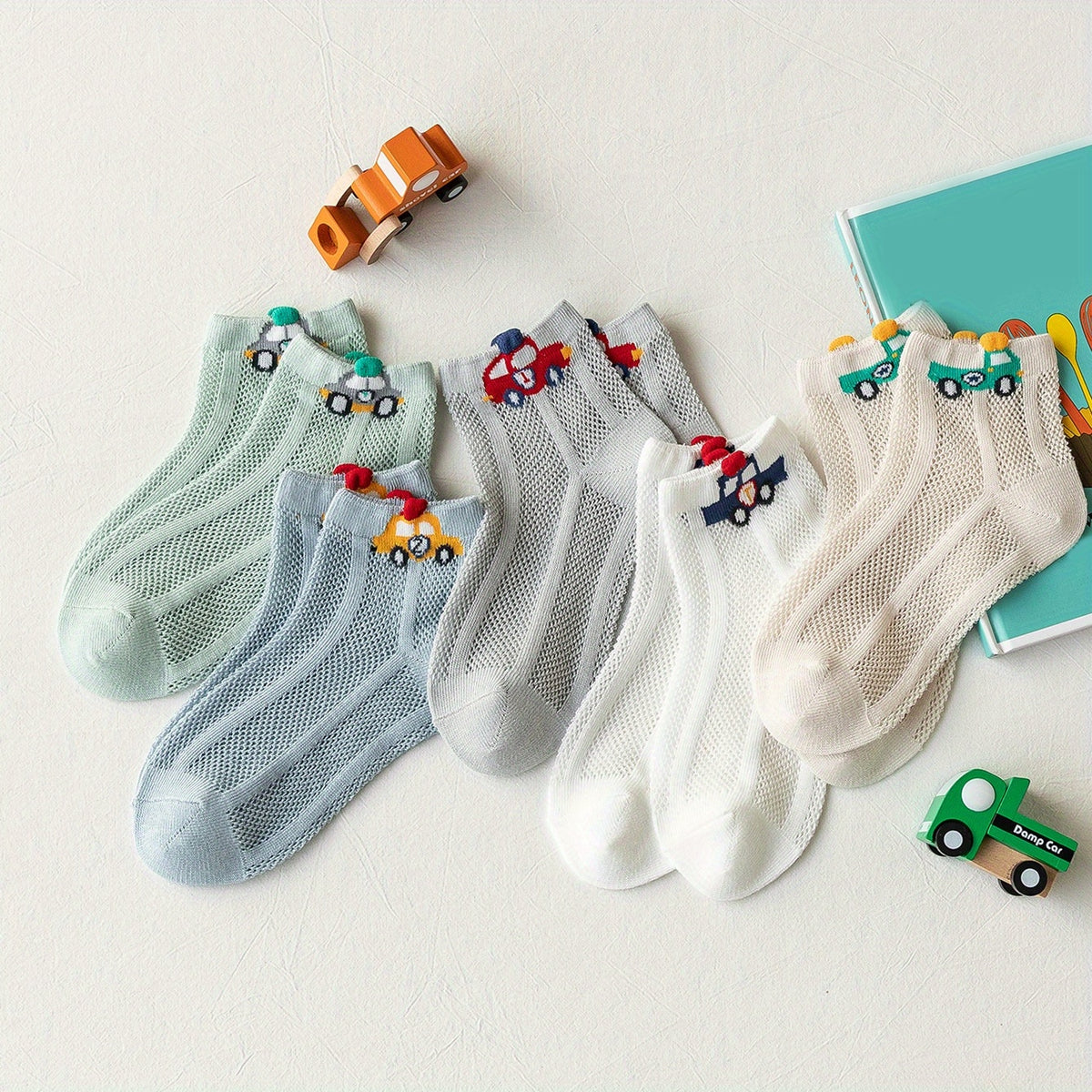 5pairs Car Breathable Soft Socks for Kids Teen