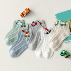 5pairs Car Breathable Soft Socks for Kids Teen