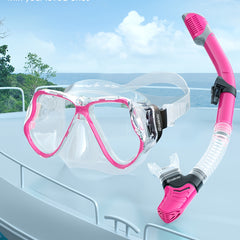 Panoramic View Snorkel Set Anti Fog Tempered Glass Diving Mask