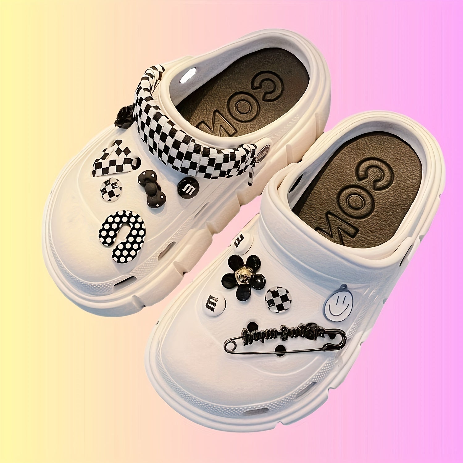 Plaid Shoe Charms for Clogs Garden Shoes DIY Accessories