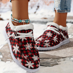 Christmas Elements Pattern Warm Flat Shoes Non slip Snow Sneakers