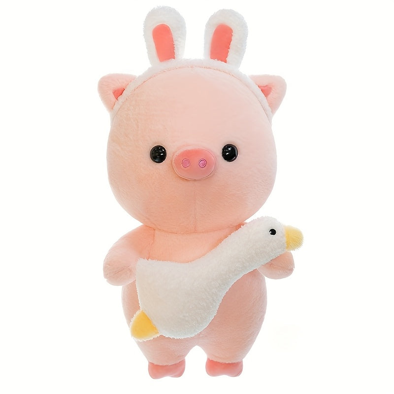 72in Plush Doll Funny Pig Holding Goose Stuffed Animal Children's Gift