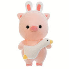 72in Plush Doll Funny Pig Holding Goose Stuffed Animal Children's Gift