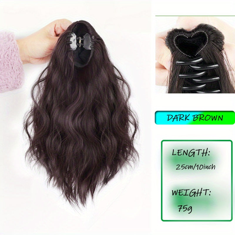 Short Water Wave Ponytail Extensions Curly Wavy Hair Extensions Women Girls