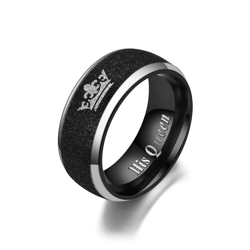 Stainless Steel Couple Crown Ring Set His Queen Her King Engagement Rings