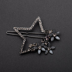 Vintage Rhinestone Star Flower Hair Clip Y2K Barrette Hairpin