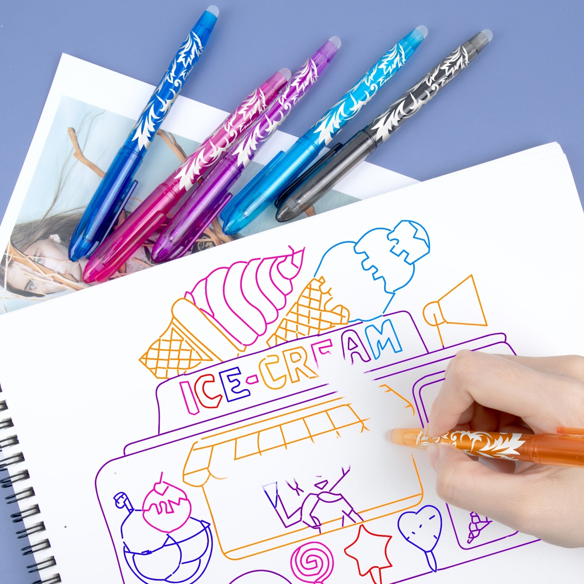 8pcs Erasable Rollerball Pen 0.5mm - Erasable Ink - Ballpoint Pen