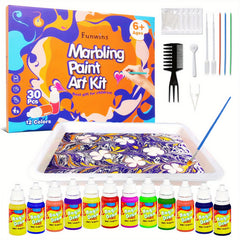 Funwins Kids Watercolor Art Kit 6-12 Craft Set Marble Pattern Holiday