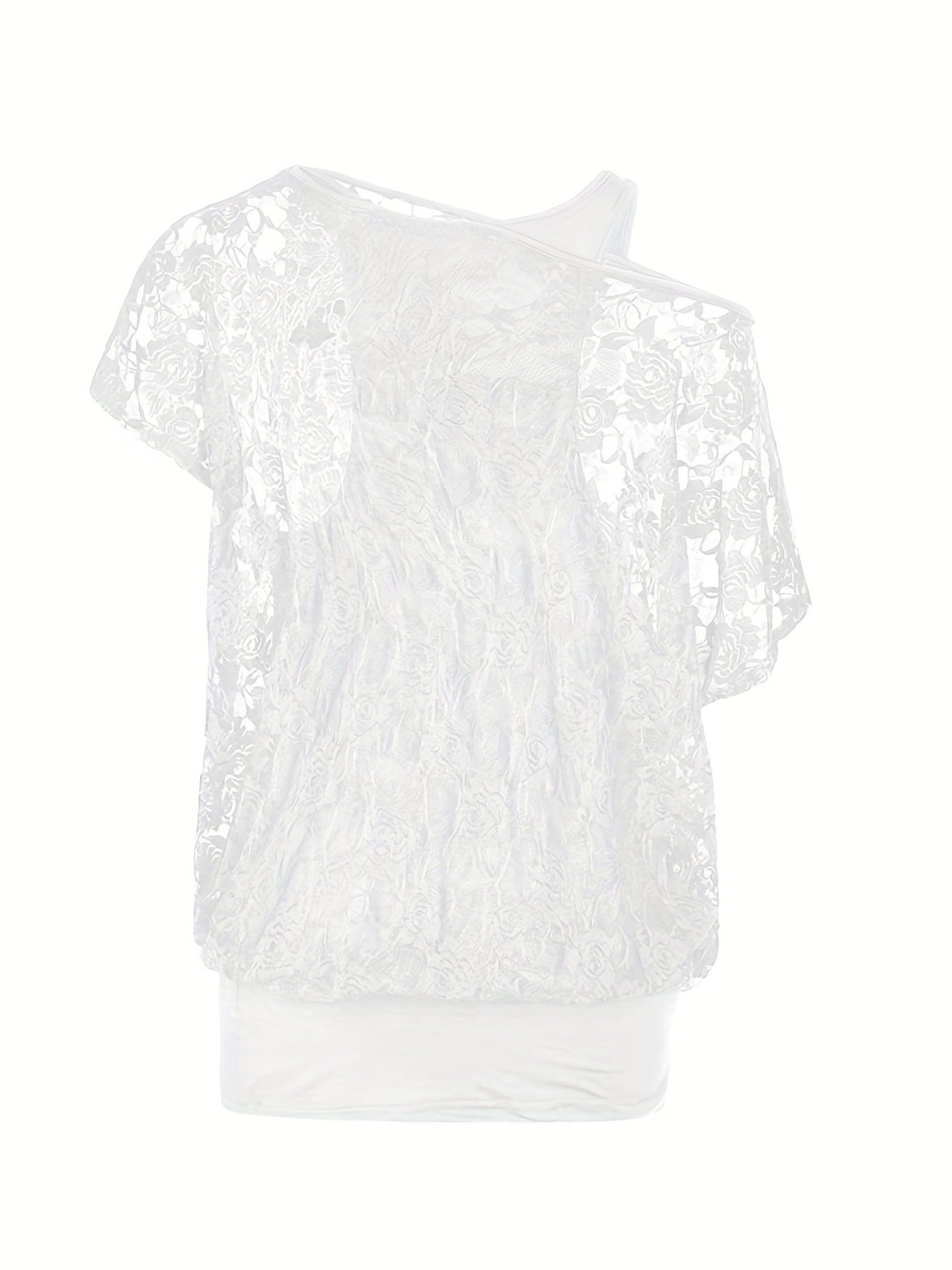 Lace Ruffle Trim Blouse & Tank Top Set Women's Clothing