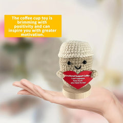 8 Inch Mini Coffee Cup Crochet Doll Toy Positive Decoration