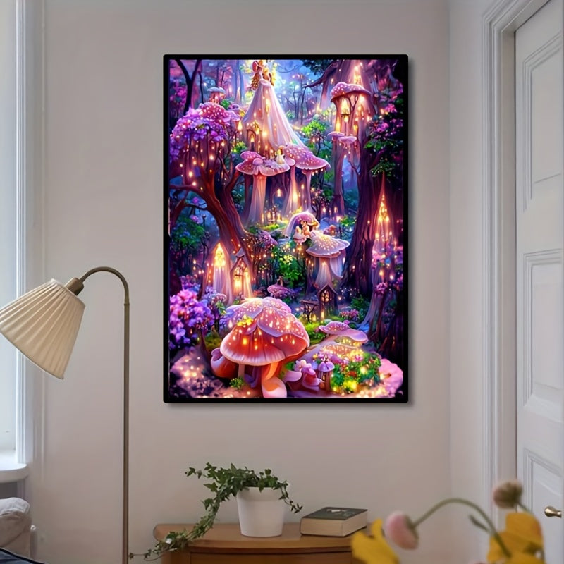 5D Diamond Painting Set Mushroom Room Interior Decoration Kit - 11.8x7.88 Inches