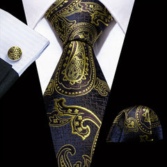 Barry Wang Men's Tie Silk Check Jacquard Tie Set