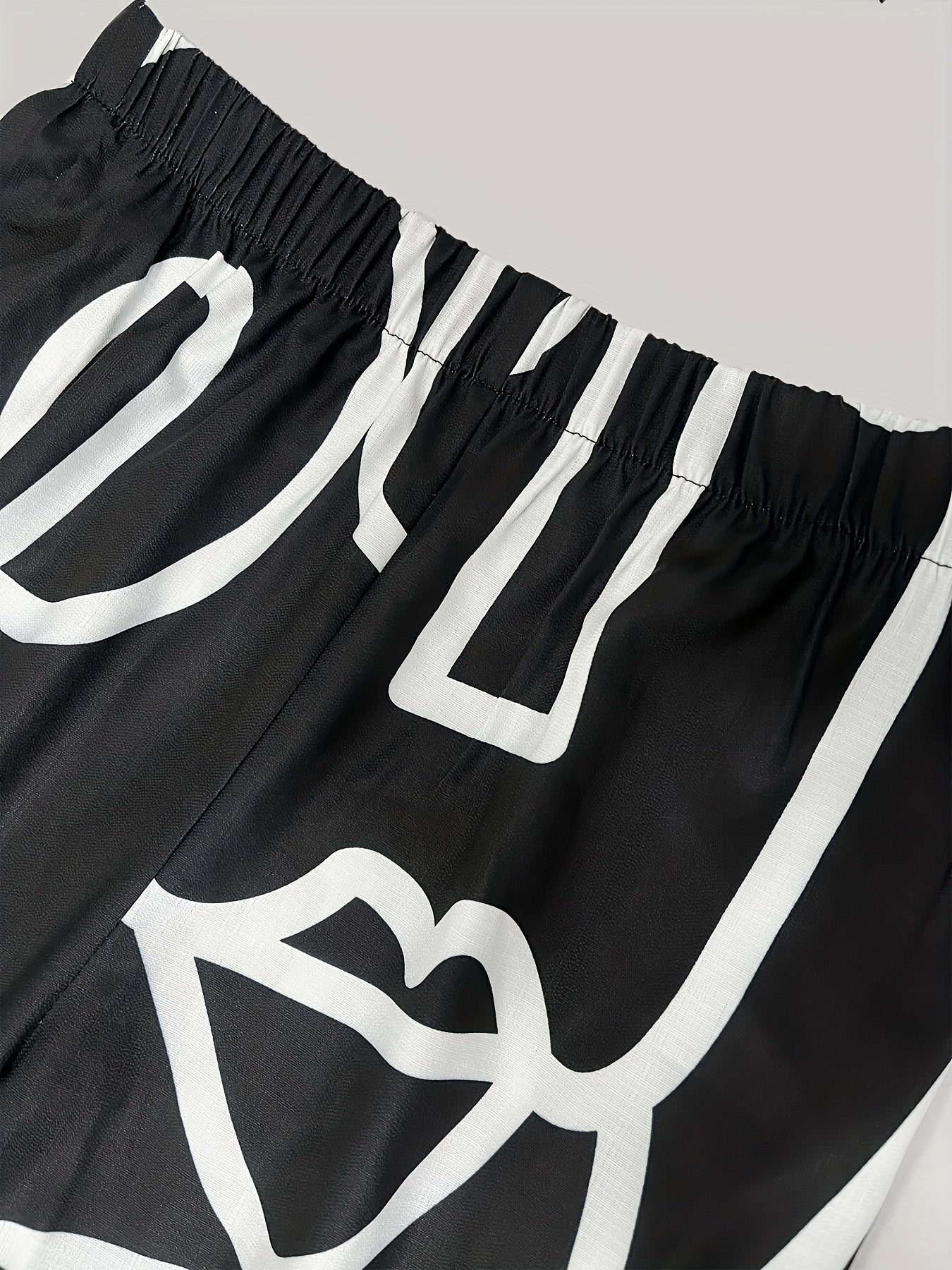Abstract Print Wide Leg Pants Random Print Casual Pants