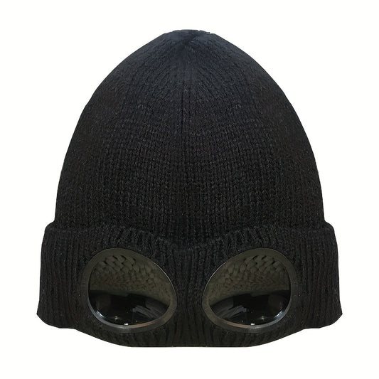 Knitted Hat With Sunglasses For Autumn And Winter Coldproof Beanie