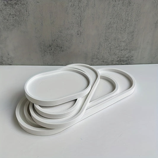 DIY Elliptical Flower Pot Base Storage Tray Silicone Mold