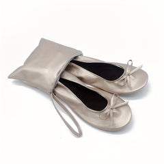 Women's Rollable Ballet Flats Soft Sole Wedding Shoes + Bag